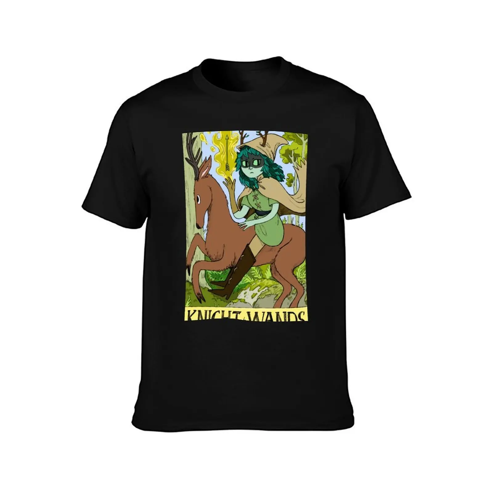 Huntress Wizard as Knight of Wands T-Shirt, Summer Casual Cotton Tee, Oversized Streetwear Tops, Vintage Graphic Print