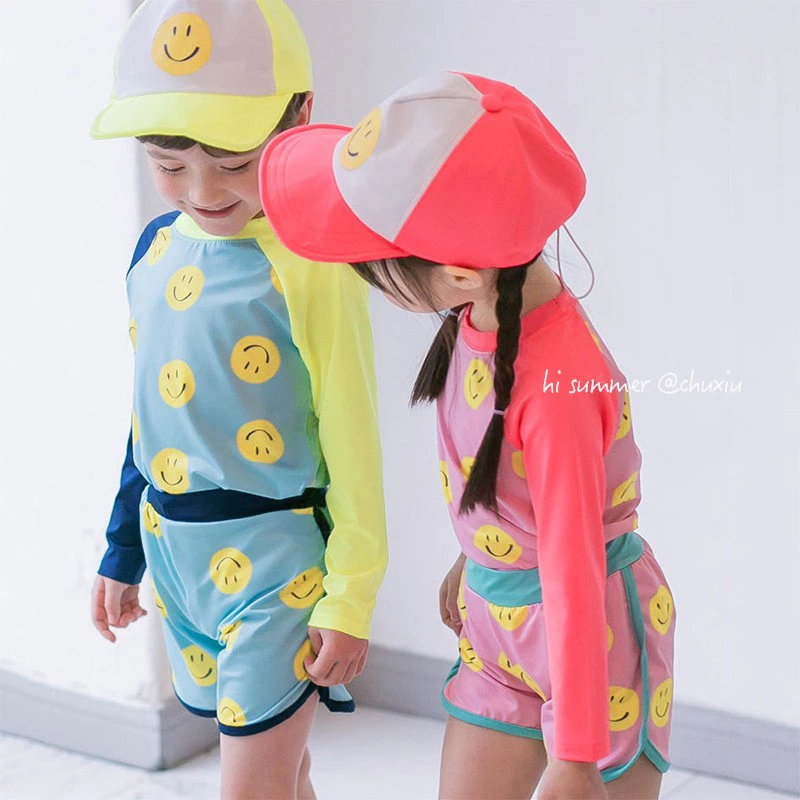 Quick Dry Long Sleeve Swimming Suit for Children Boys And Girls Student Fashionable Swimming Set Sun Protection Swimsuit