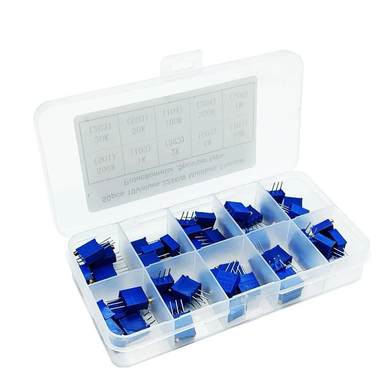 

50pcs/lot 3296W Multiturn Trimmer Potentiometer Kit High Precision 3296 Variable Resistor With Free Box electronic diy kit