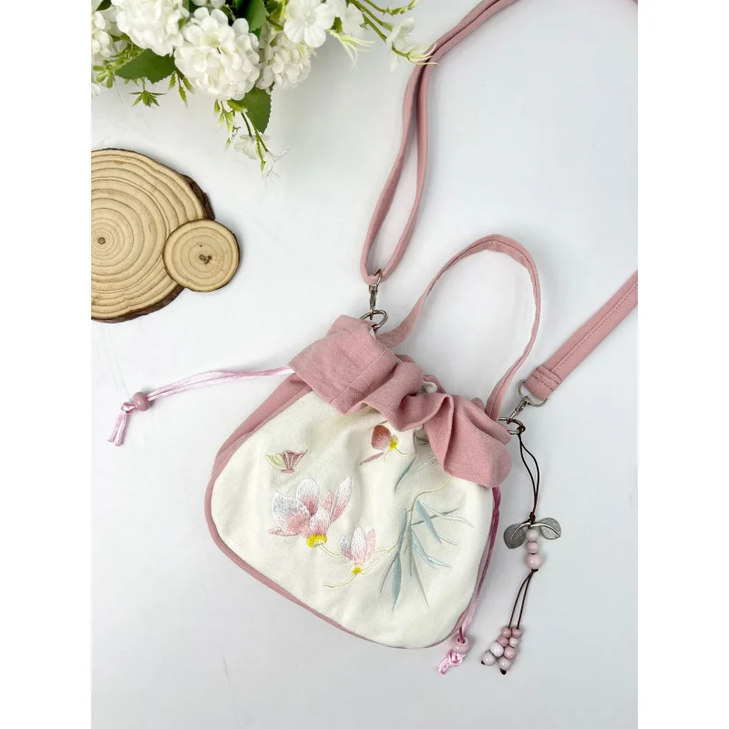 BB005 Embroidered Handmade Handbag Crossbody Bag Large Capacity Women's Bag Hanfu Bag Qipao Bag Shiny Satin Women's Bag
