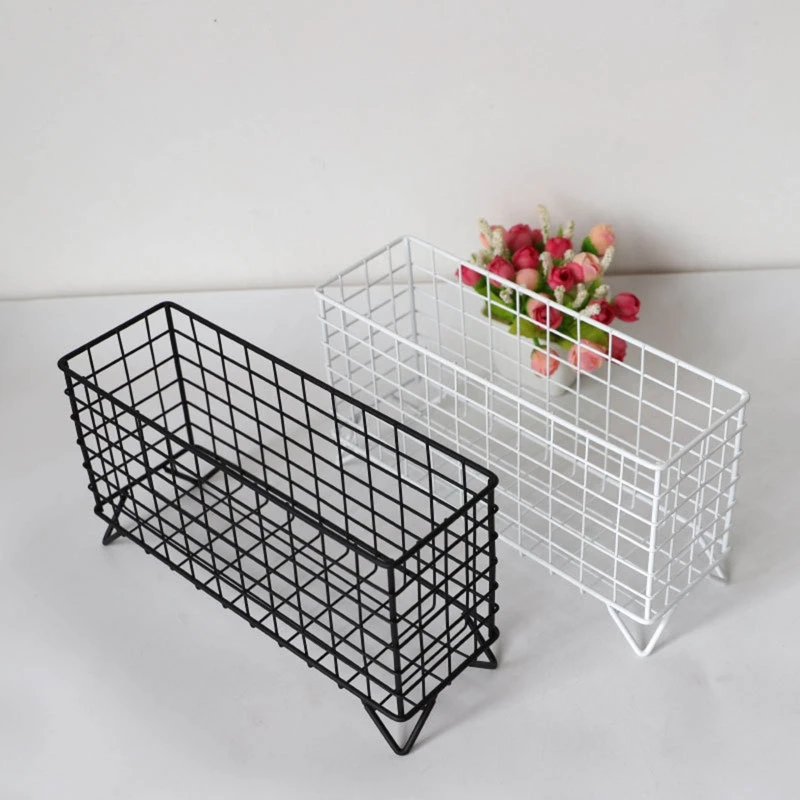 Nordic Style Iron Storage Basket Bread Snack Fruit Basket Household Organizer Holder Bathroom Kitchen Sundries Storage Container