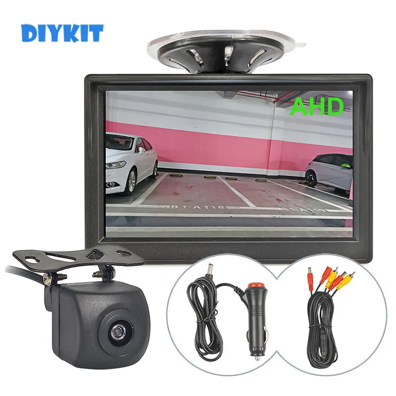 DIYKIT 1024*600 5inch AHD EWV Car Monitor IP68 Backup HD Rear View Car Camera for MPV SUV Horse Lorry