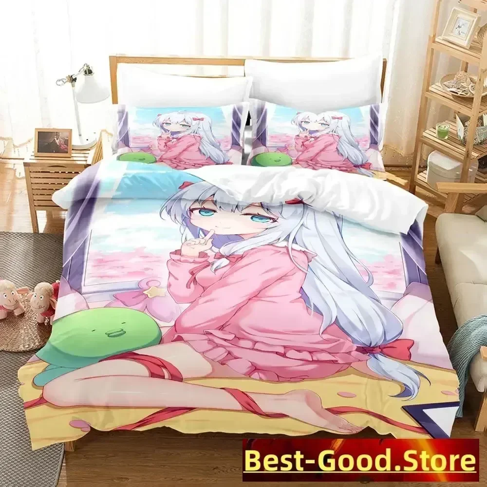 2023 New Sagiri Izumi Bedding Set Cartoon Anime three-piece set Adult Kid Bedroom Duvetcover Sets 3D Kawaii Girls