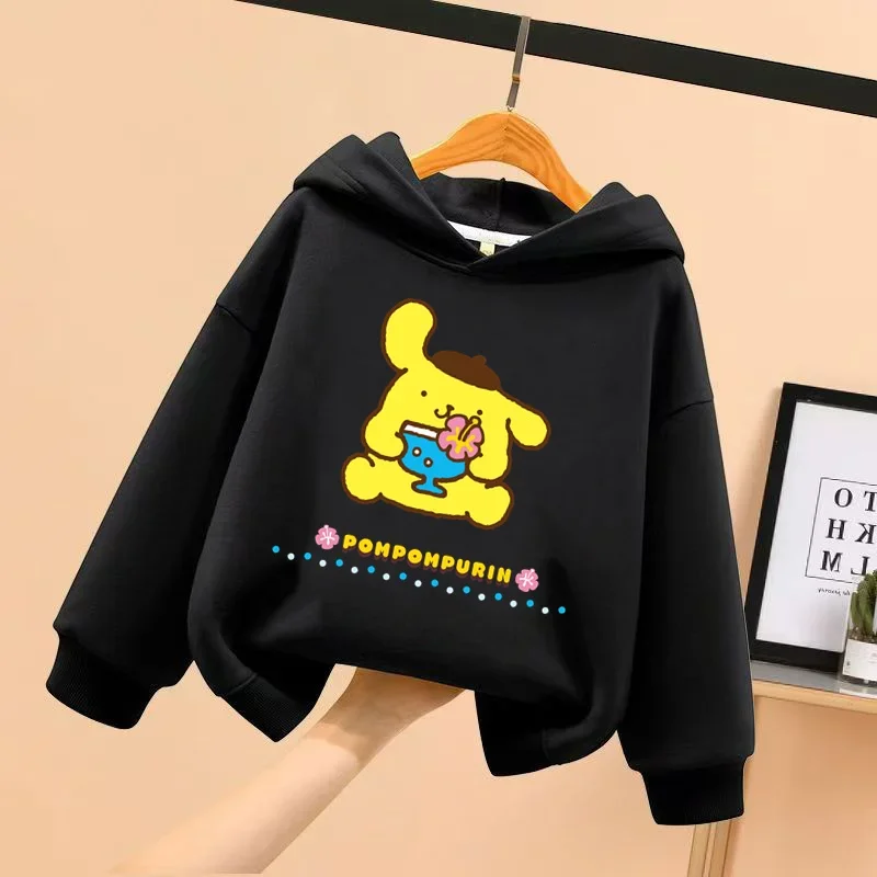 Pom Pom Purin cartoon anime children\'s hooded sweatshirt for boys and girls, casual and fashionable, 3-14 years old