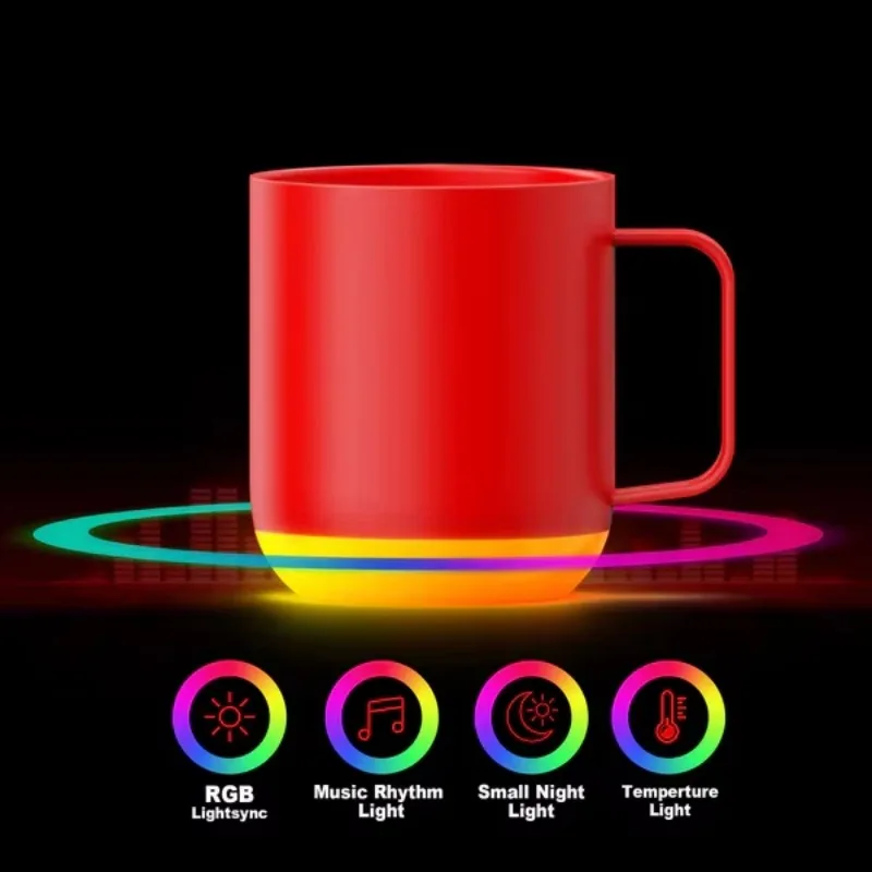 16Oz/360ml Smart Application Stainless Steel Controlled Temperature Heating Coffee RGB Digital Display Mug