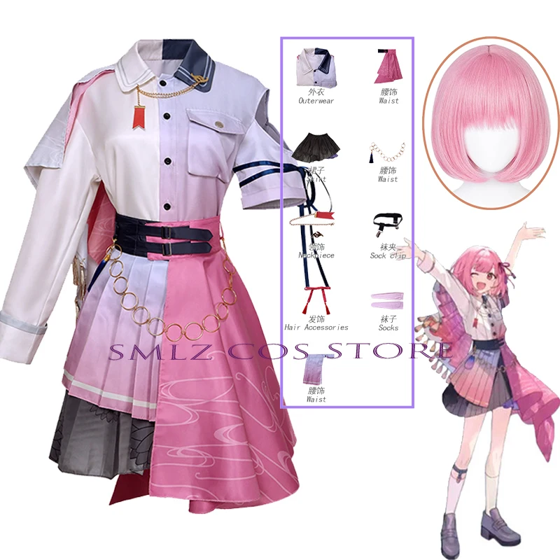 Project Sekai Cosplay Costumes pour filles, robe rose, perruque imbibée, fête d'Halloween, tenues de jeu, 4e Ootori Emu Otori Emu