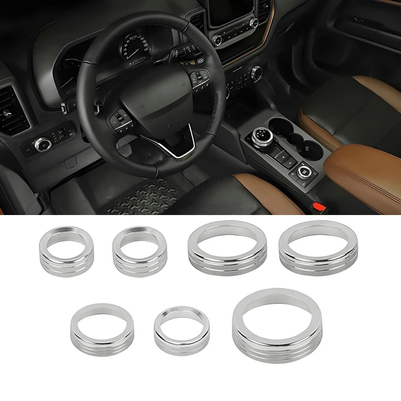 For Ford Bronco Sport 2022 2023 2024 2021 Aluminum Alloy Air Conditioning Knob Volume Adjustment Gear Trim Cover Car Accessories