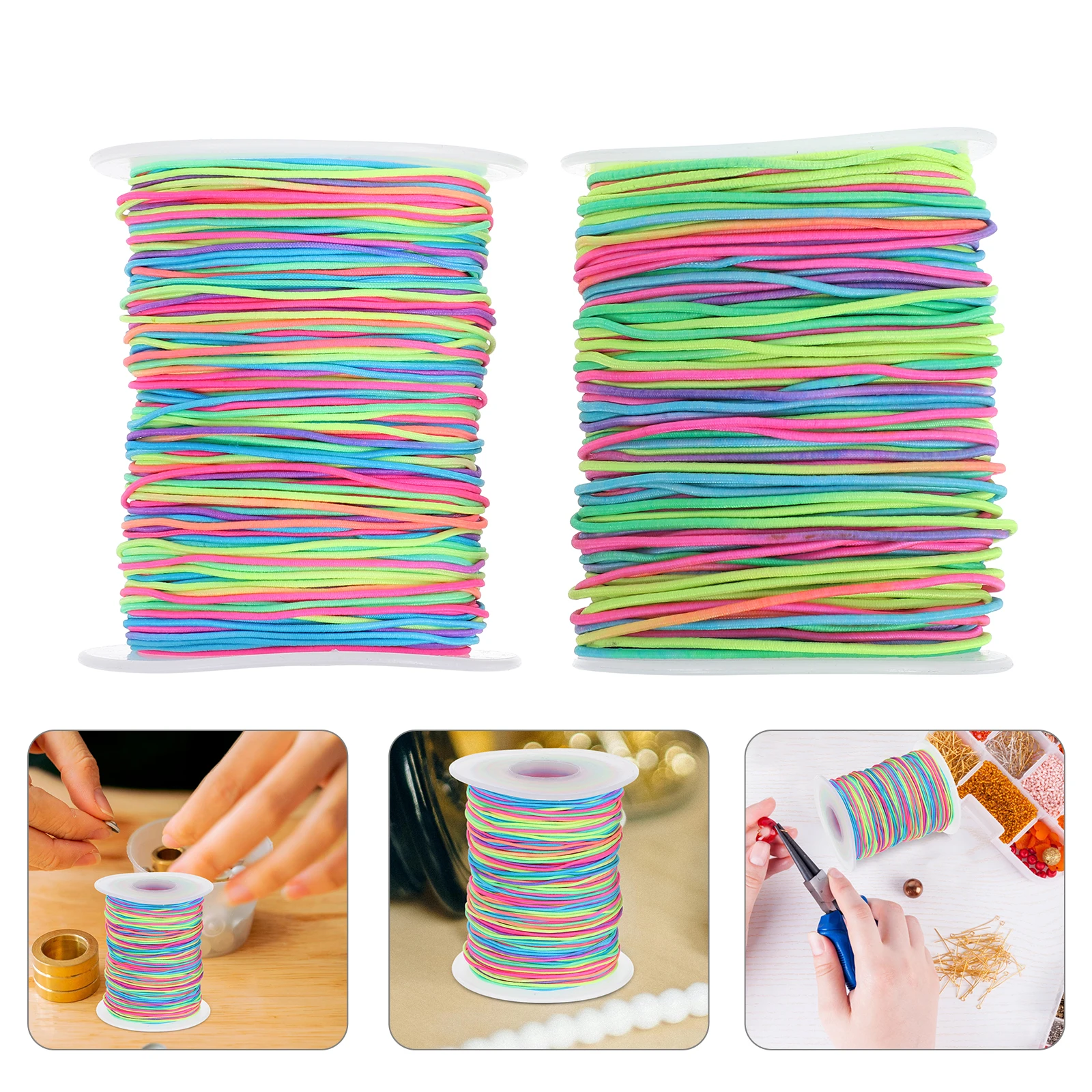 

2 Rolls Colorful Elastic Cord Stretchy Beading String for Bracelet Necklace Jewelry Making Elastic Thread Cord for DIY Craft