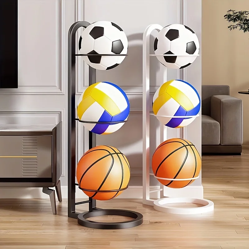 ผู้จัดงานกีฬาแบล็คเมทัล - ชั้นวางเก็บของทำจากวัสดุที่ทนทาน เหมาะสำหรับลูกบอลทุกประเภท