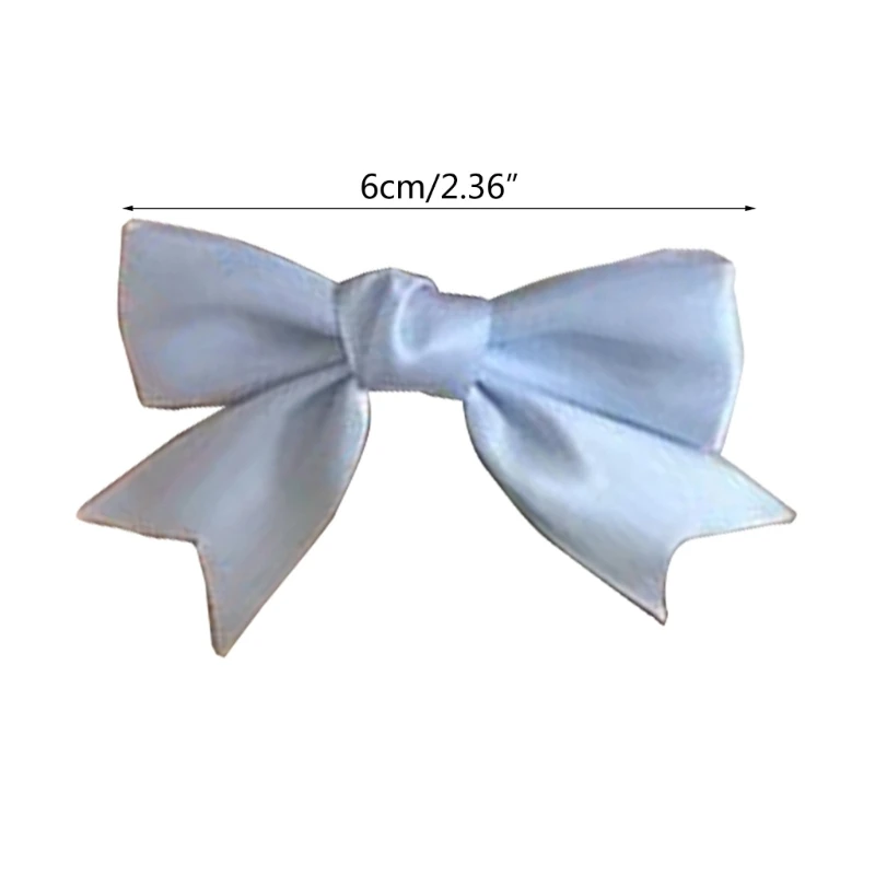 สาวซาตินโบว์ผมคลิปหวานคลิปด้านข้างน่ารัก Handmade Bowknot Hairpin ของขวัญอุปกรณ์เสริมผมสำหรับผู้หญิงสีขาวสีฟ้า