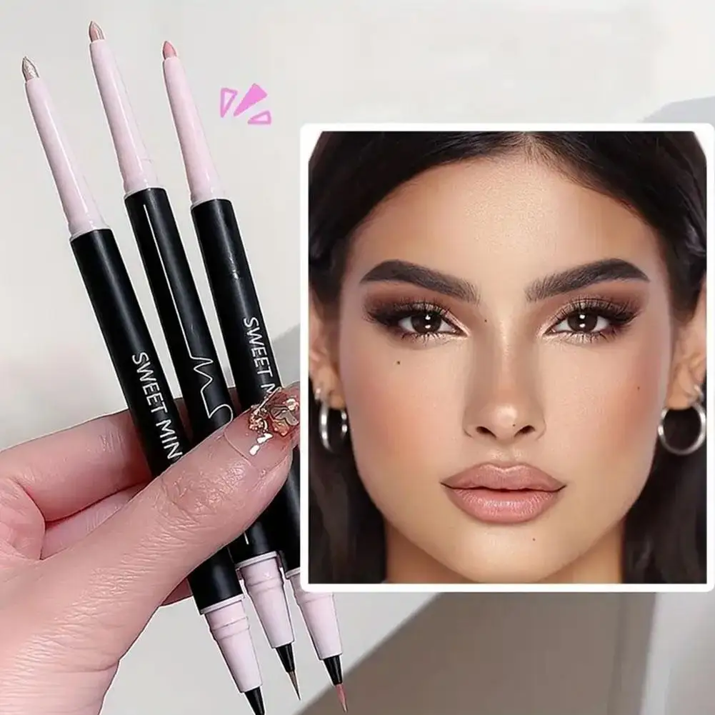 متعددة الوظائف مزدوجة نهاية الكذب دودة القز قلم تحديد ماكياج القلم عارية السائل كونتور بطانة العين منير ماكياج عصا #1