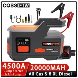 4500A Car Jump Starter Device Booster 150PSI Air Compressor 20000mAh Power Bank Emergency Battery Charger Starting 12V