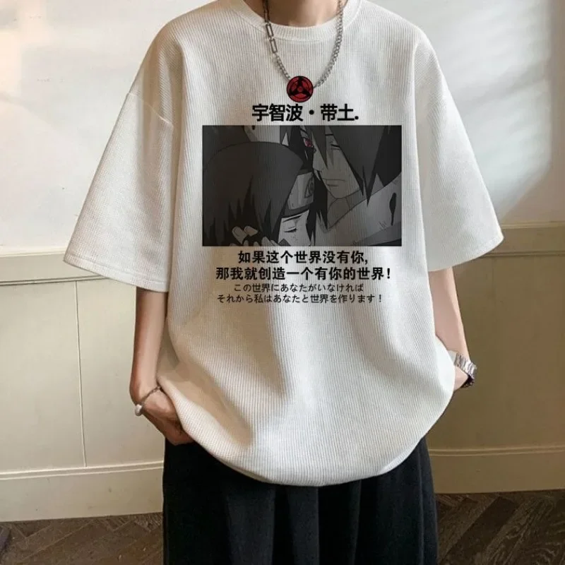 Naruto Sasuke Clothes T-shirts Fashion Summer Student Loose Version White Shirt Top Print Leisure Short Sleeved Birthday Gift