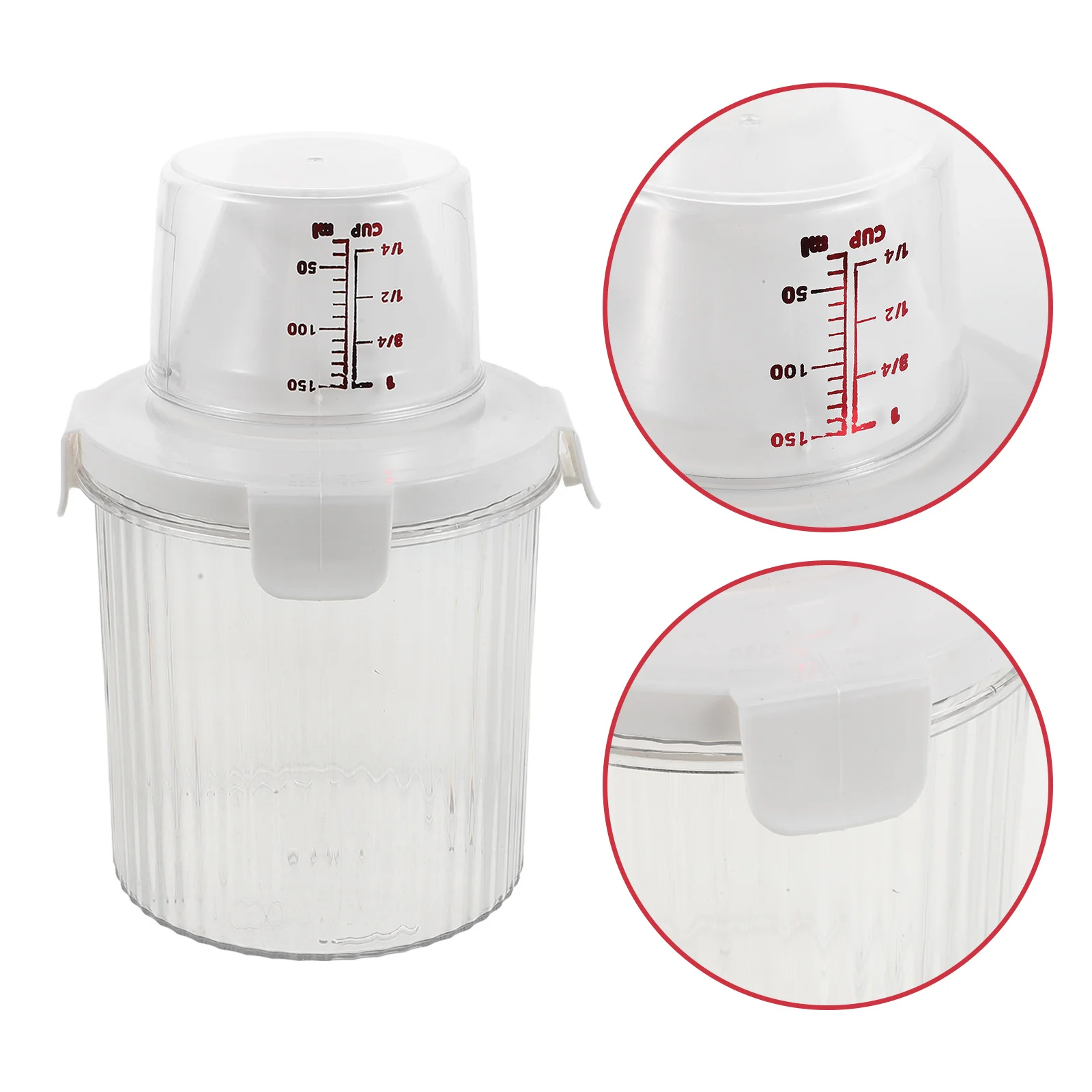 

800Ml Sealed Storage Box Transparent Airtight Food Container With Spout Lid Measuring Cup For Cereal Grain Flour Pet Food