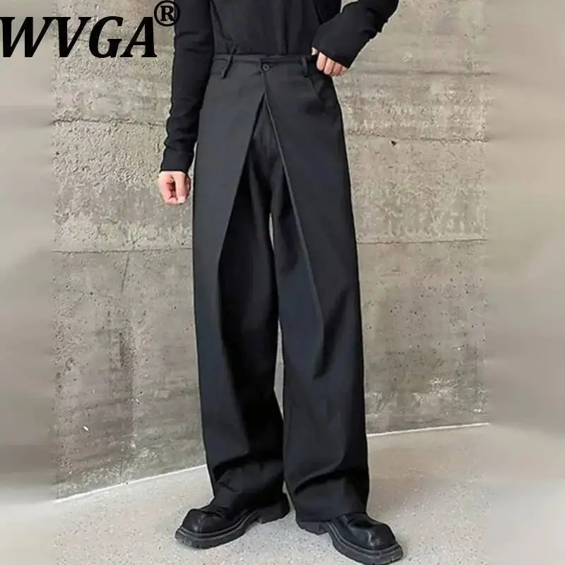 

WVGA Spring New Men's Three-dimensional Pleats Double Waistband Trendy Straight Pants Niche Chic Casual Wide-Leg Trousers W23886