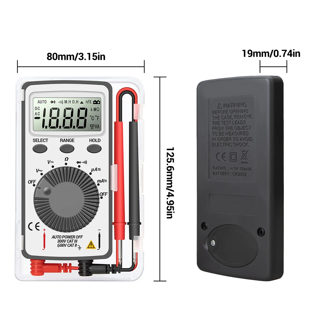 ANENG AN101 1999 T-RMS cyfrowy multimetr Mini AC/DC NCV pojemnościowy woltomierz LCD amperomierz Multimetro cyfrowy profesjonalny Test Multimetro