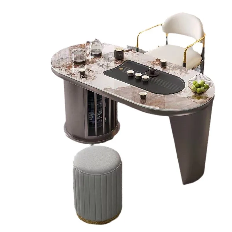 

Light luxury household balcony tea table rock slab combination office living room