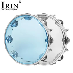 IRIN 10-inch Double Row Blue Handbell Self Tuning Transparent Tambourine Orff Percussion Instrument Party/Celebration Play