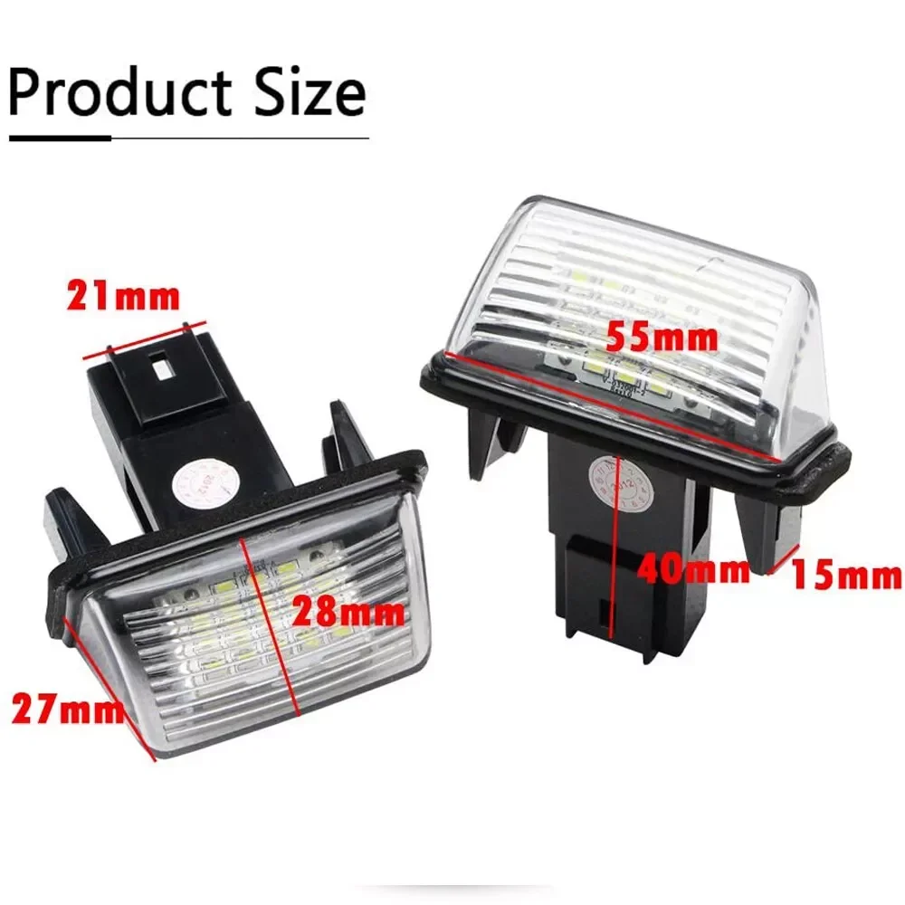 2Pcs Car LED License Number Plate Light For Citroen C3 C4 C5 Berlingo Saxo Xsara Picasso For Peugeot 206 207 306 307 308 5008