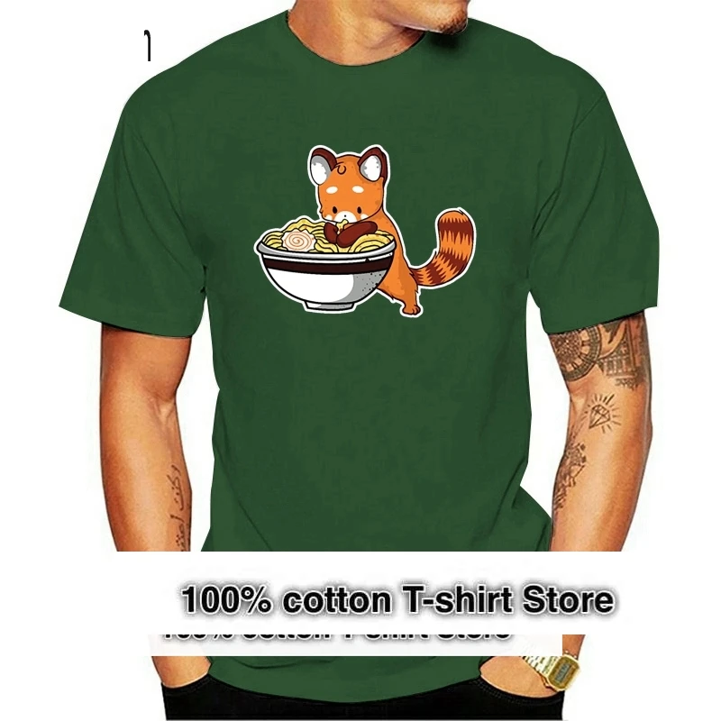 

Men's Red Panda Ramen t shirt create tee shirt O-Neck Formal Anti-Wrinkle Building Summer Style Normal shirt