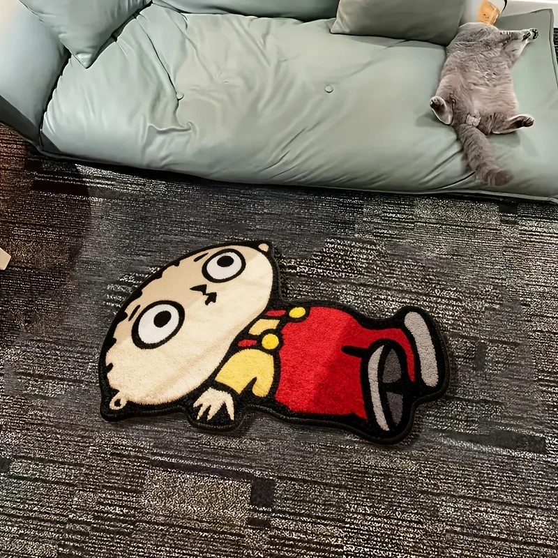 VIKAMA Cool Cartoon Anime Alien Floor Mat, Water-Absorbing Anti-Slip Gaming Room Mat, Entrance Carpet for Home Decoration