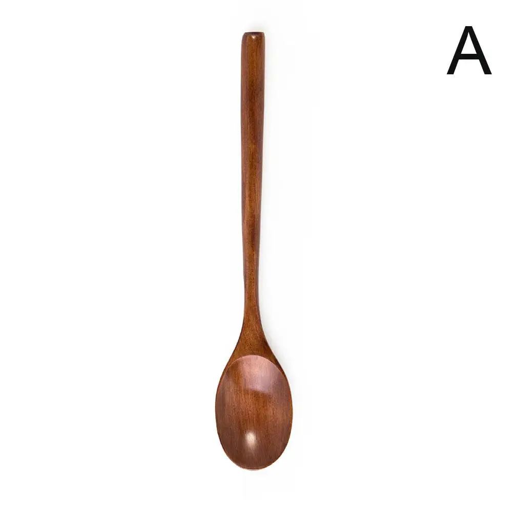 1Pc Natural Wood Color Simple Korean Cuisine Spoon Spoon Use Daily Wooden Wooden Handled Household Long D4H3