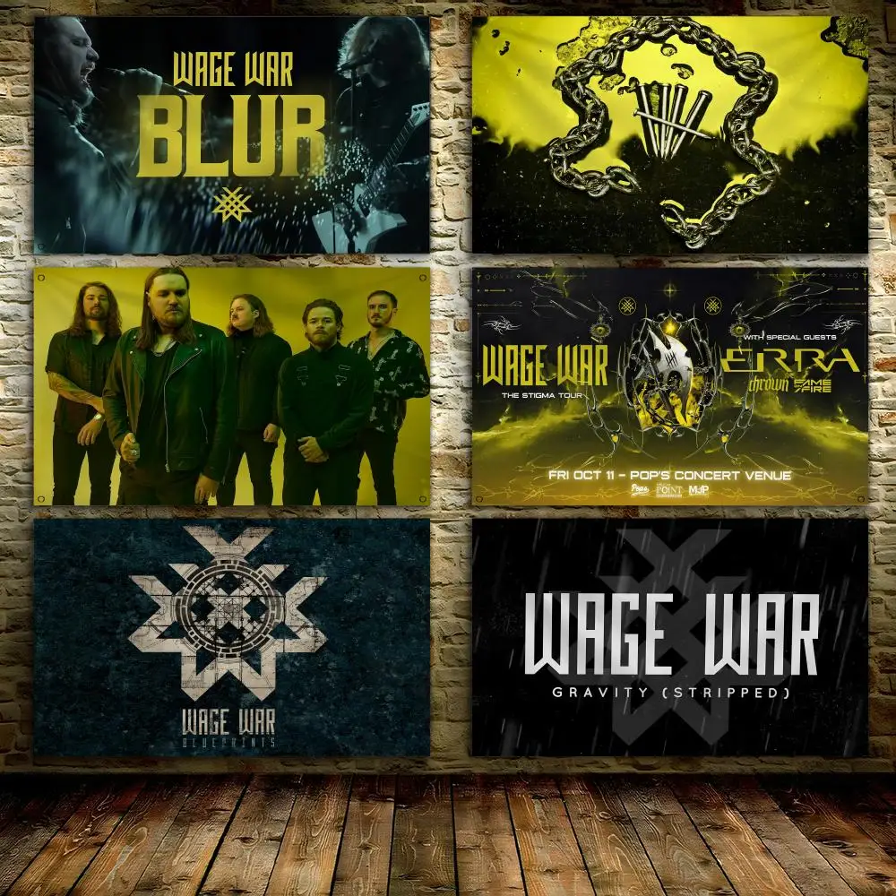 W-WAGE WAR Rock Flags  custom Banner for Garage Door room decor Wall Out Decoration With Metal buckle