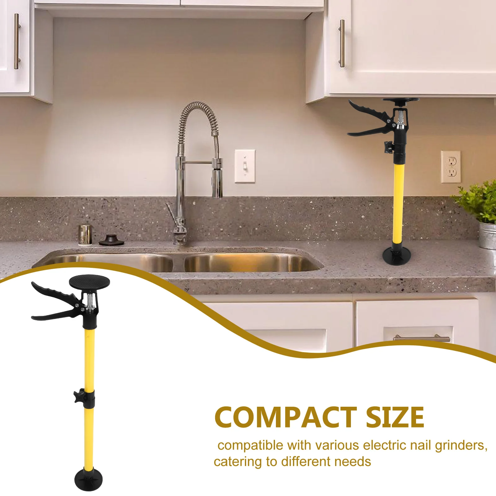 

Регулируемый телескопический домкрат для шкафа, опорная стойка, высокая грузоподъемность, компактный ABS, нержавеющая сталь для ванной комнаты, кухонного шкафа