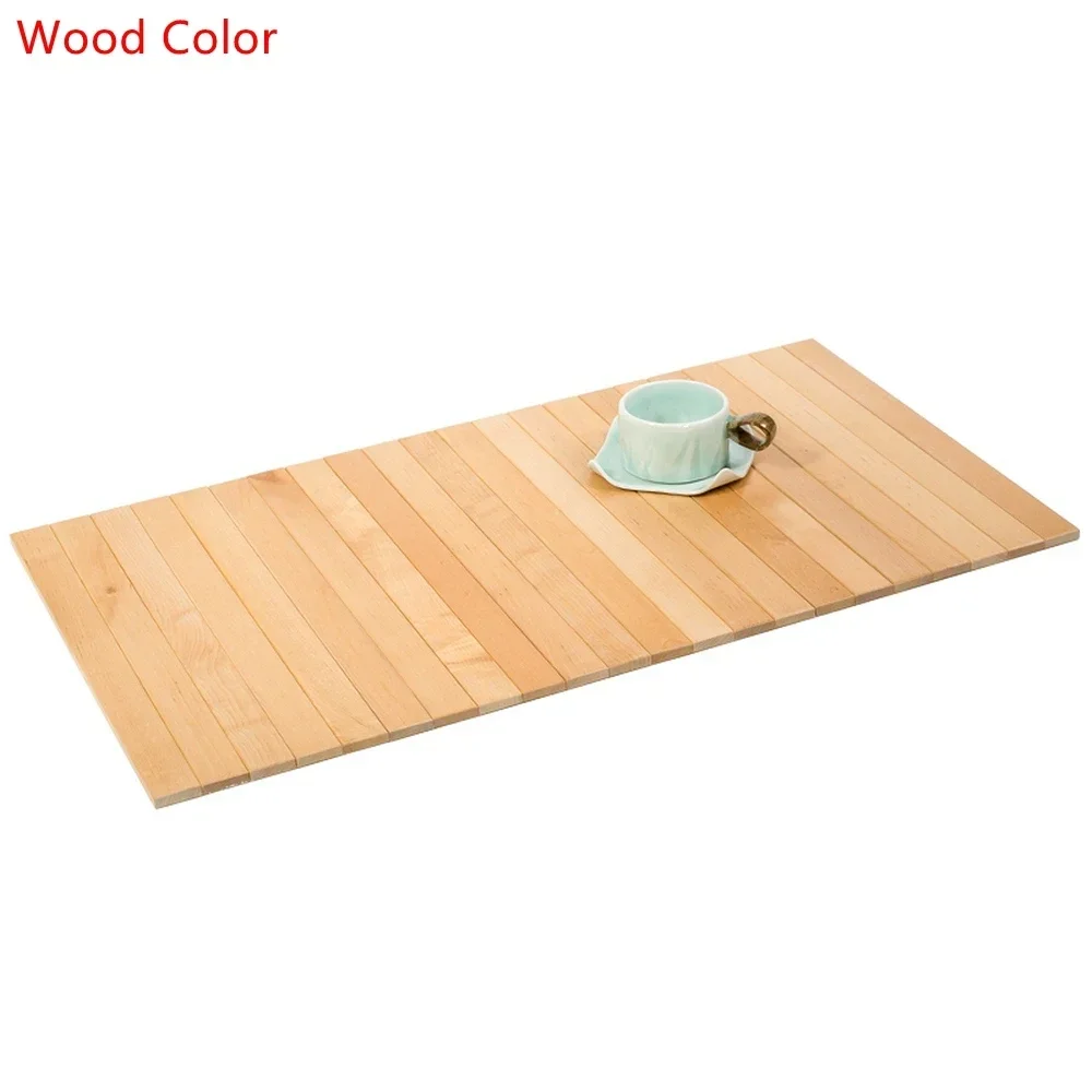 Portable Coaster Table Pad Natural Wood Insulation Mat Couch Placemat Anti Slip Sofa Armrest Tray Foldable