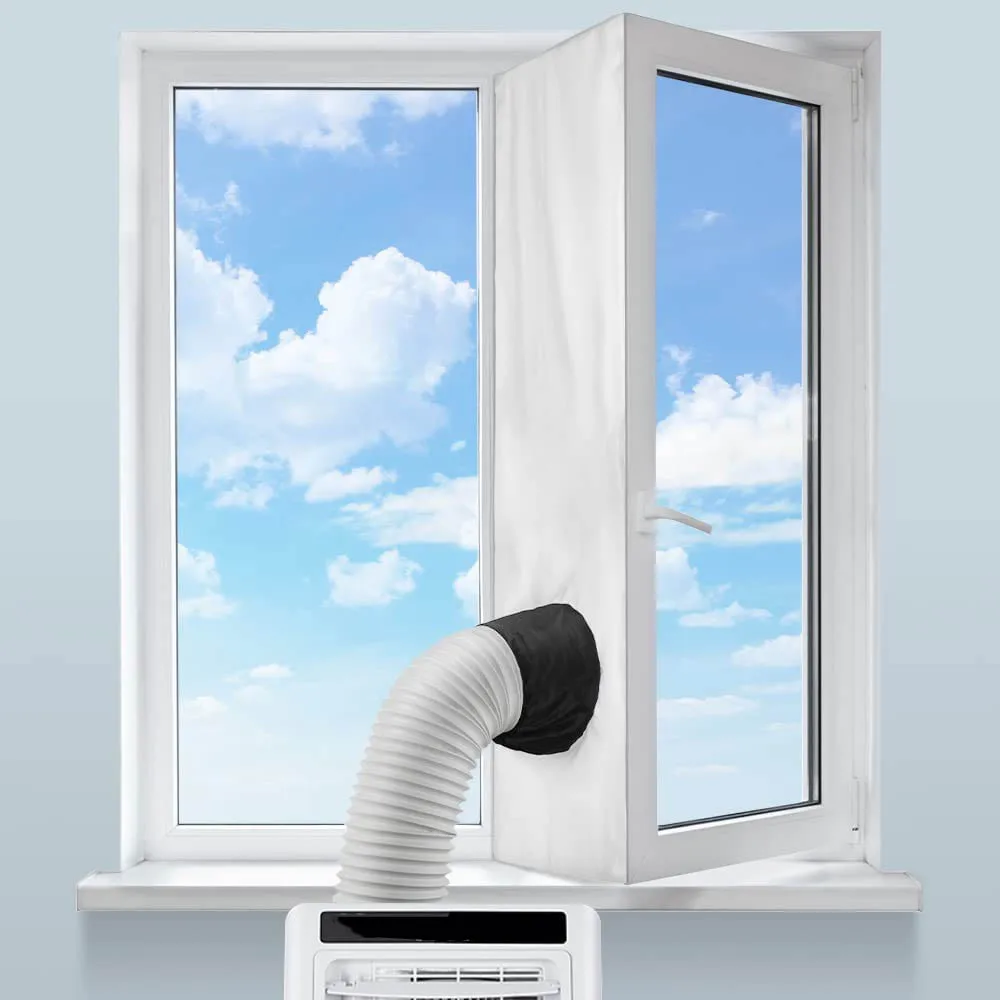 Adjustable Air Conditioner Window Sealing Fabric With Zipper For Portable AC Units Hot Cold Air For Hose, Energy Saving