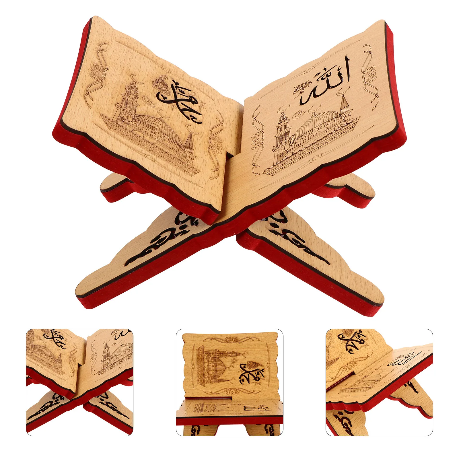 

Vintage Wooden Quran Bookshelf Classic Desktop Bookcase with Delicate Carving Ideal for Bedroom Living Room Bathroom Book