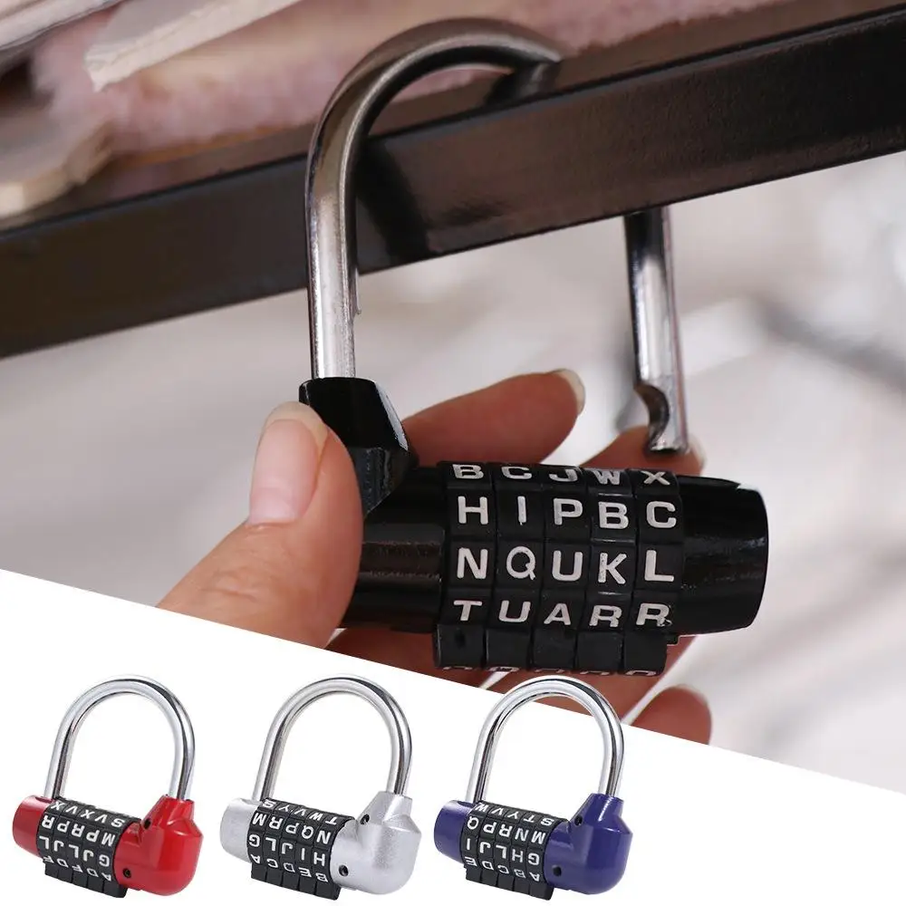 Security 5 Letter Combination Padlock Safely Code Changeable Code Password Lock Zinc Alloy Anti-theft Travel Password Lock