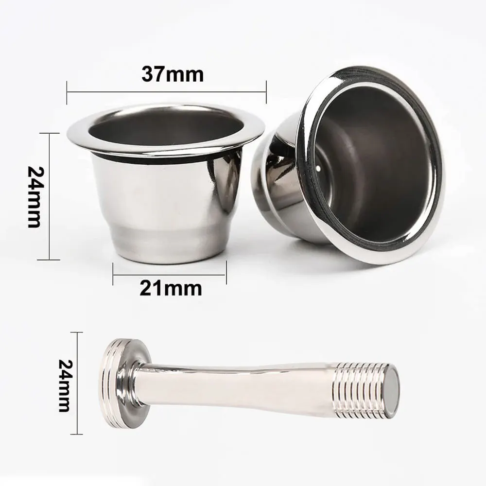 FHEAL Reusable Espresso Capsules for Nespresso Stainless Steel Refillable Coffee Pods Cups Filters with Aluminum Foils Lids