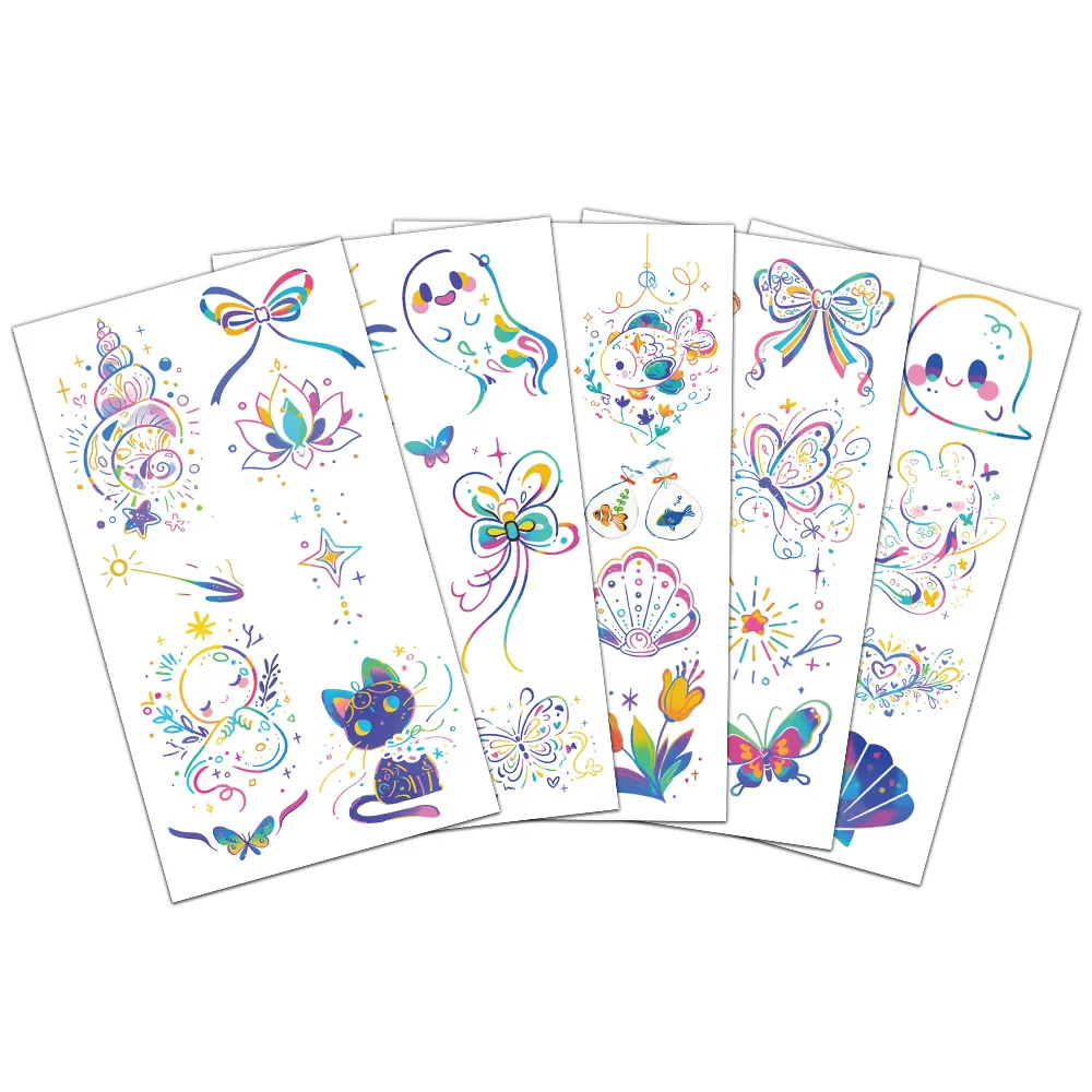 10PCS Colorful Cartoon Tattoo Stickers Ins Style Exquisite Cute Animal Safety Water Stickers Arm Face Waterproof Stickers