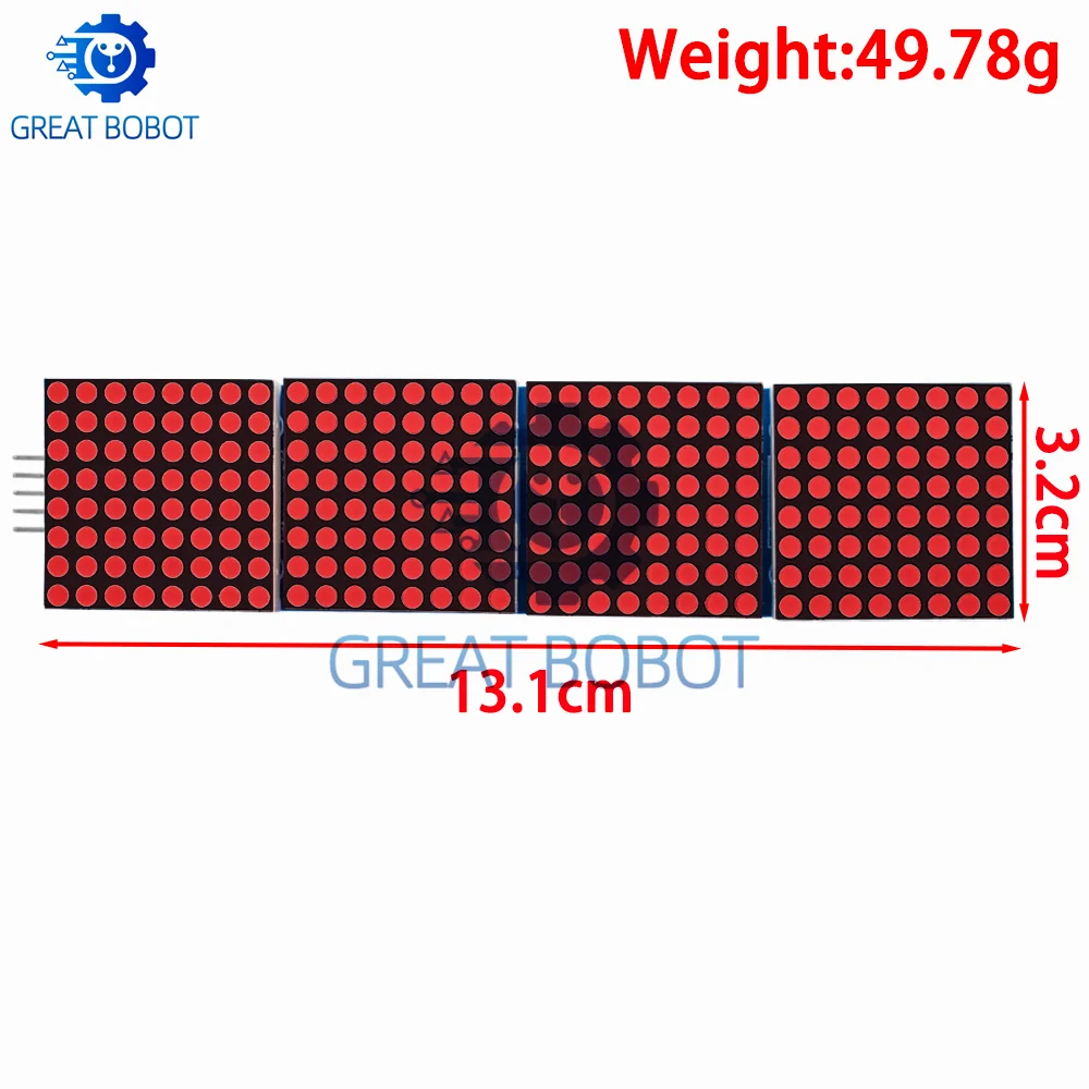 MAX7219 Dot Matrix Module: 4 - in - 1 Display for Arduino Microcontroller, Comes with 5P Line
