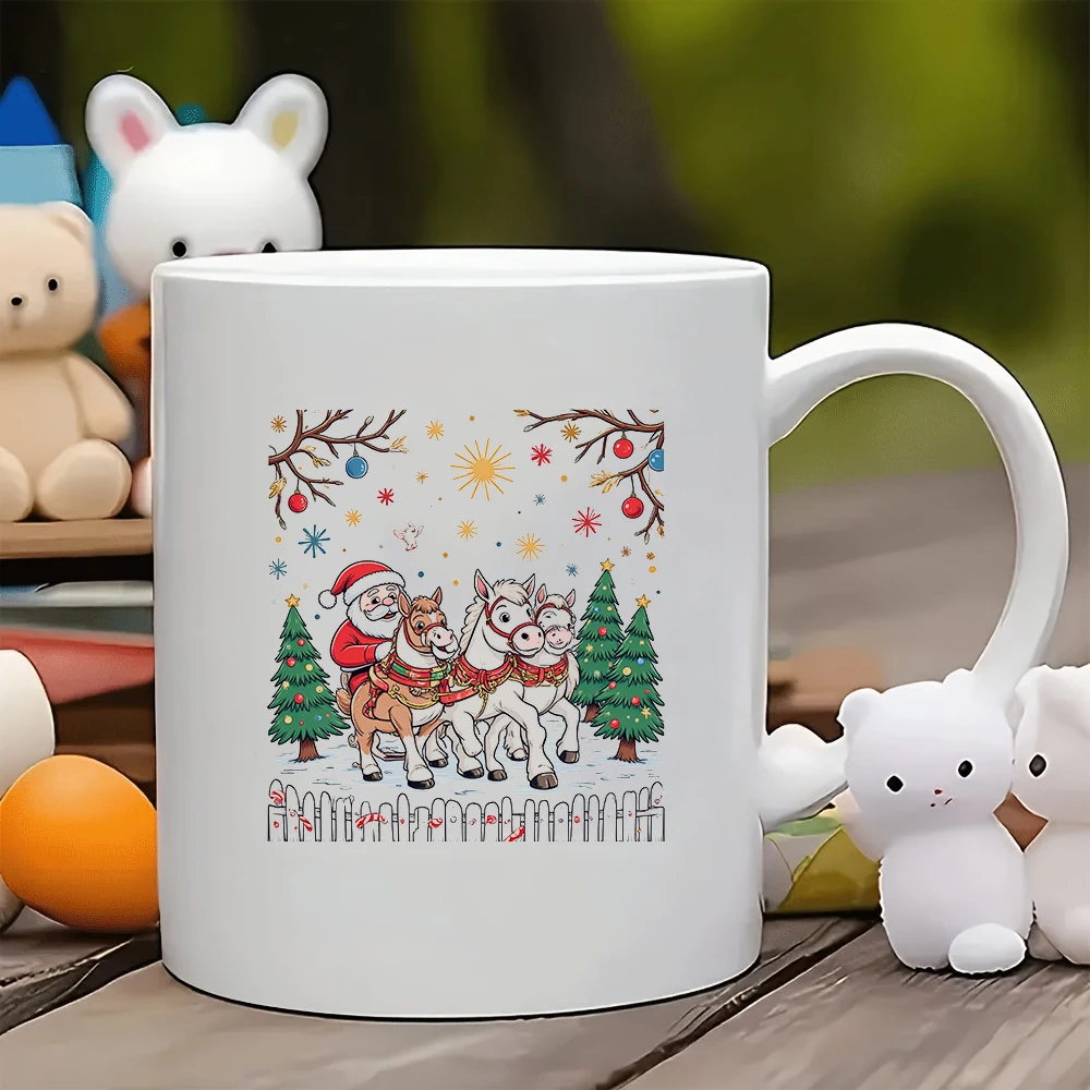

11oz Mugs + Cartoon Santa Claus Theme Cup + Christmas Gift - Christmas Water Cup Kids' Office Cup Essential for Family Holiday