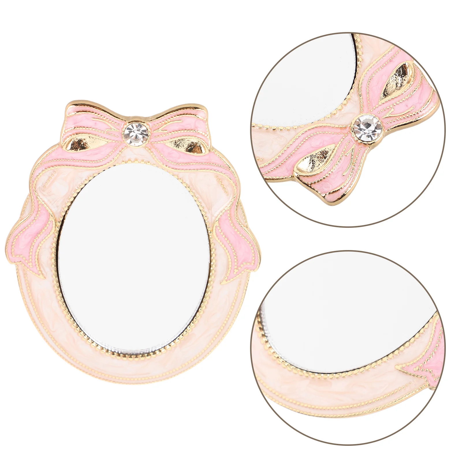 

Compact Vintage Pocket Makeup Mirror Mini Rhinestone Bowknot Portable Travel Size Makeup Mirror for Girls Purse