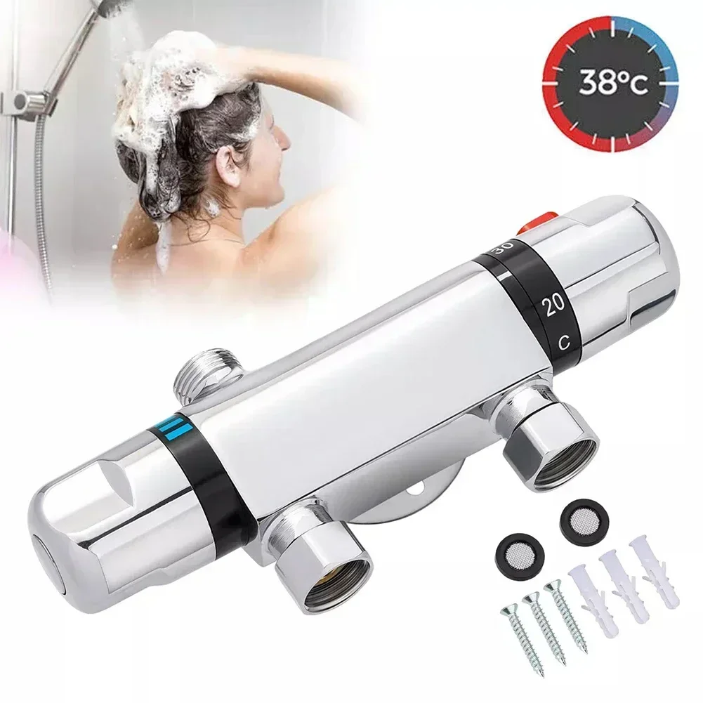 Thermostatic Exposed Bar Shower Mixer Valve Tap for Chrome Bathroom Precise Temperature Control and Easy Installation