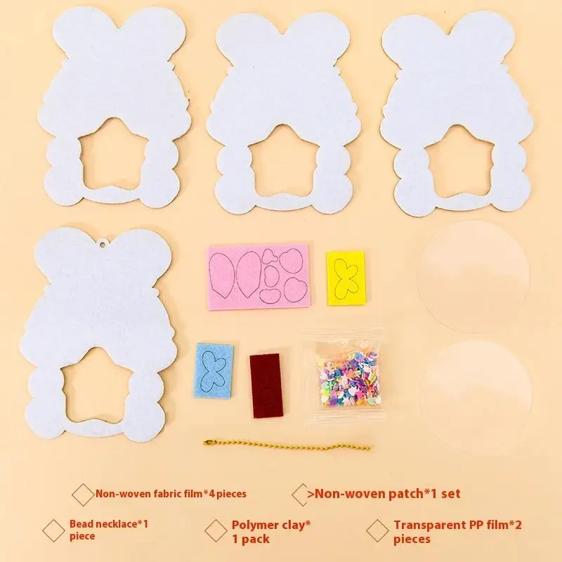 1 Set Shaker Puzzle Toys Cartoon Non Woven Shake Pendant DIY Material Kits For Kids Easy To Paste Accessories Handmade Crafts
