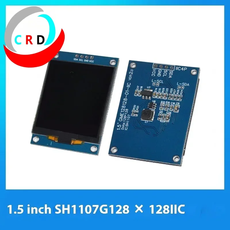 Chanruida 1.5-inch OLED LCD screen 128x128 monochrome white light SH1107G4 pin module IIC stm32  lcd screen  led module  esp32