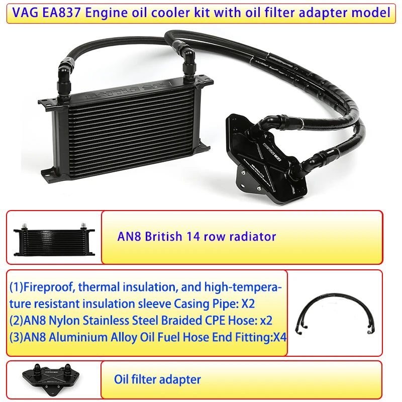 Engine Oil Cooler Kit For VAG Audi S3 S4 3.0T EA837 Volkswagen Series Touareg Engine Oil Filter Sandwich Plate Adapter BBOCK-113