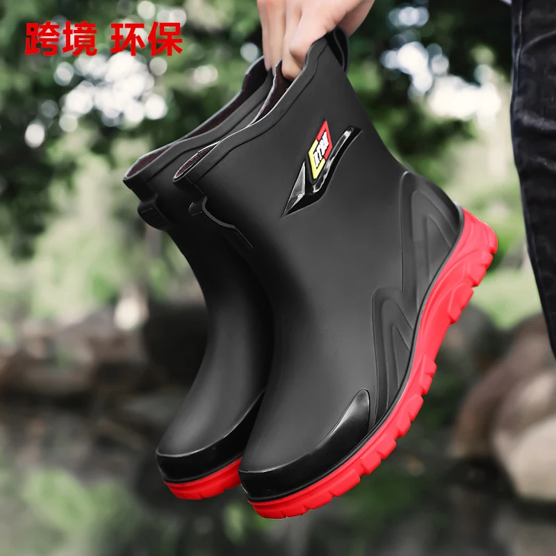 

Men's Rain Boots Short Tube Design Waterproof Footwear Men's Women's Casual Shoes Large Size Fashion Comfort Daily Wear Shoes