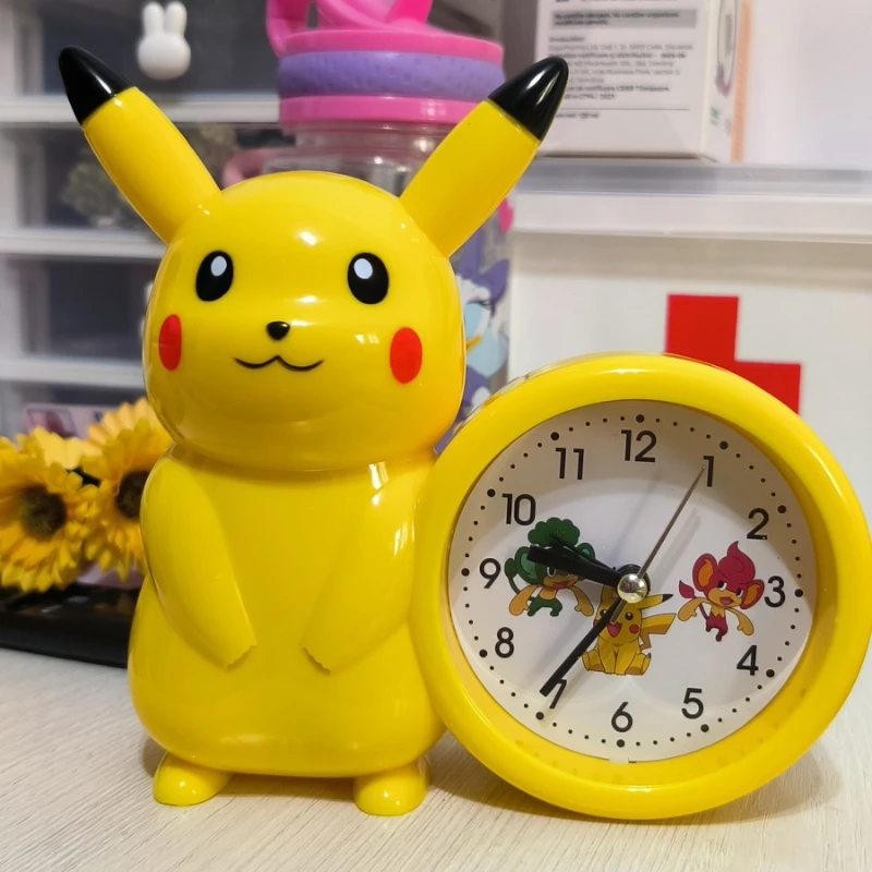 Pikachu Alarm Clock Kawaii Pokemon Children Alarm Cartoon Pointer Clock Cute Bedroom Desk Decoration Student Gifts