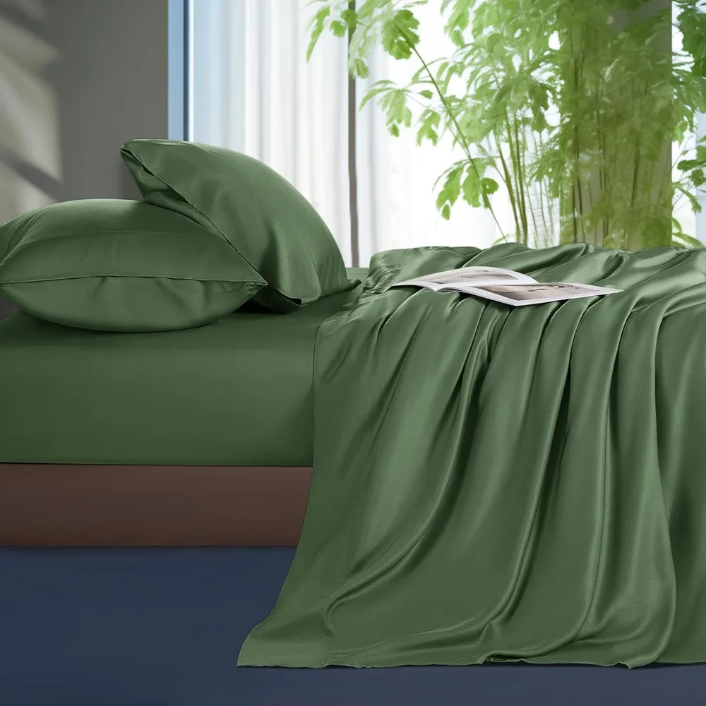 

Tencel Sheets 4 Piece, 100% Eucalyptus Lyocell Sheets Set, Cooler Than Cotton and Linen