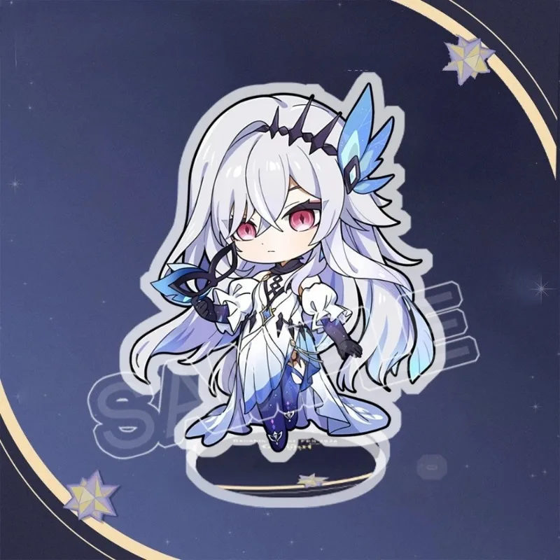 8CM New Yuan Shen Q-version Character Acrylic Plaque Figure Stand Model Plate Desk Decor Standing Sign Fans Gift