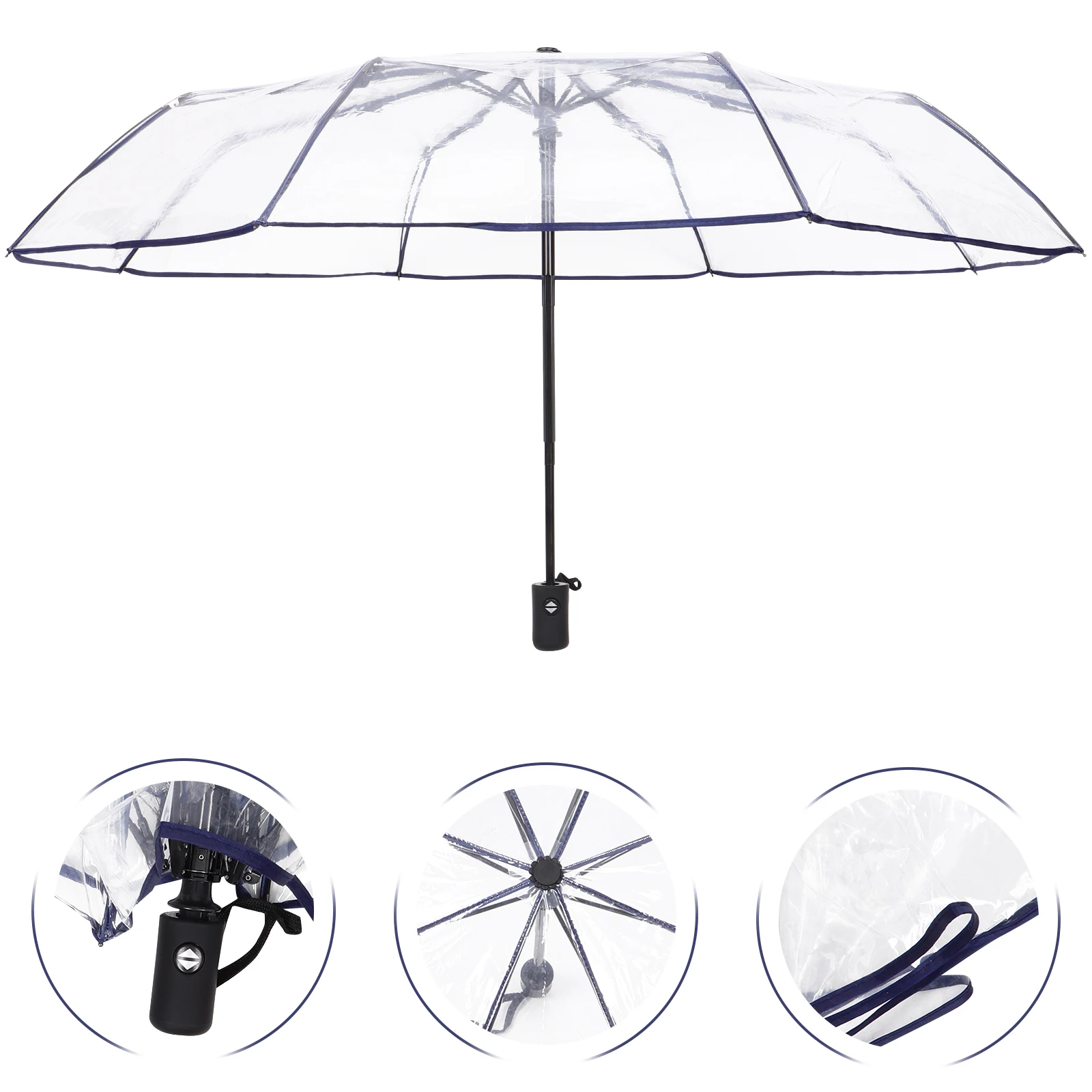 

1pc Folding Fold Transparent Travel Rainy Day Portable Waterproof Coating Quick Dry Automatic Design Gifts