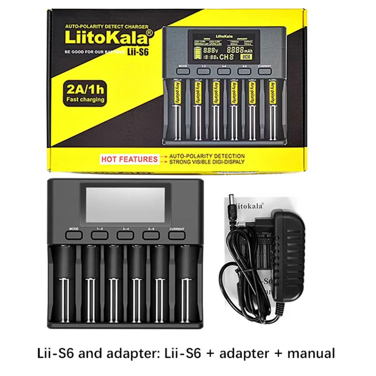 LiitoKala Lii-S6 Lii-500 Lii-PD4 Lii-M4 Lithium Battery Charger For 18650 3.7V  26650 21700 32650 18350 1.2V AA AAA