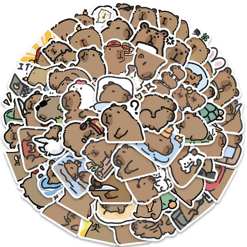 10/30/62PCS Nette Tier Capybara Aufkleber Kawaii Mädchen Cartoon Aufkleber DIY Tagebuch Laptop Gepäck Wasserdichte Graffiti Aufkleber spielzeug
