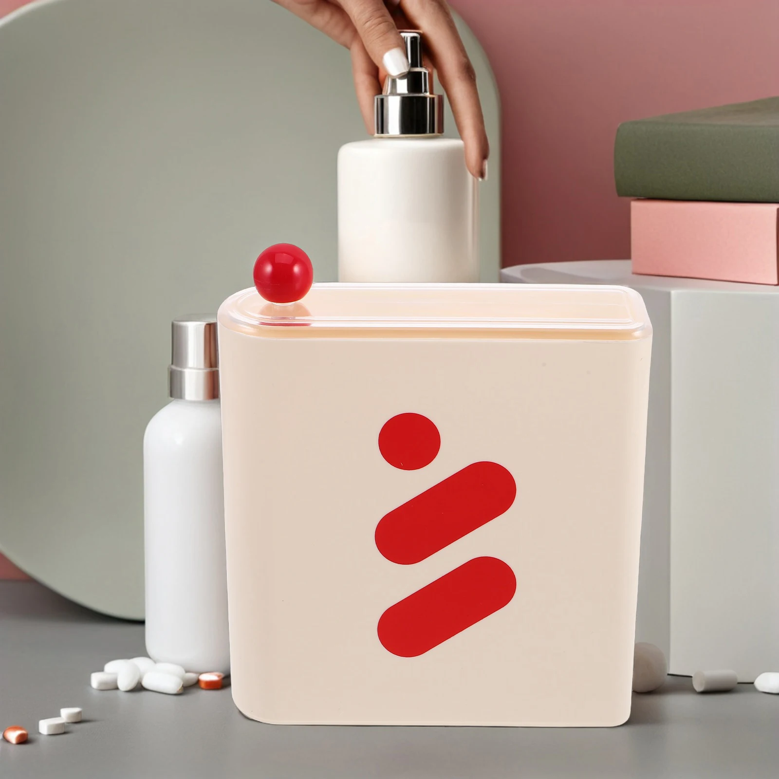 

Facial Mask Storage With Lid Vanity Countertop Bathroom Fridge Durable Box For Women Desktop Makeup Storage Case