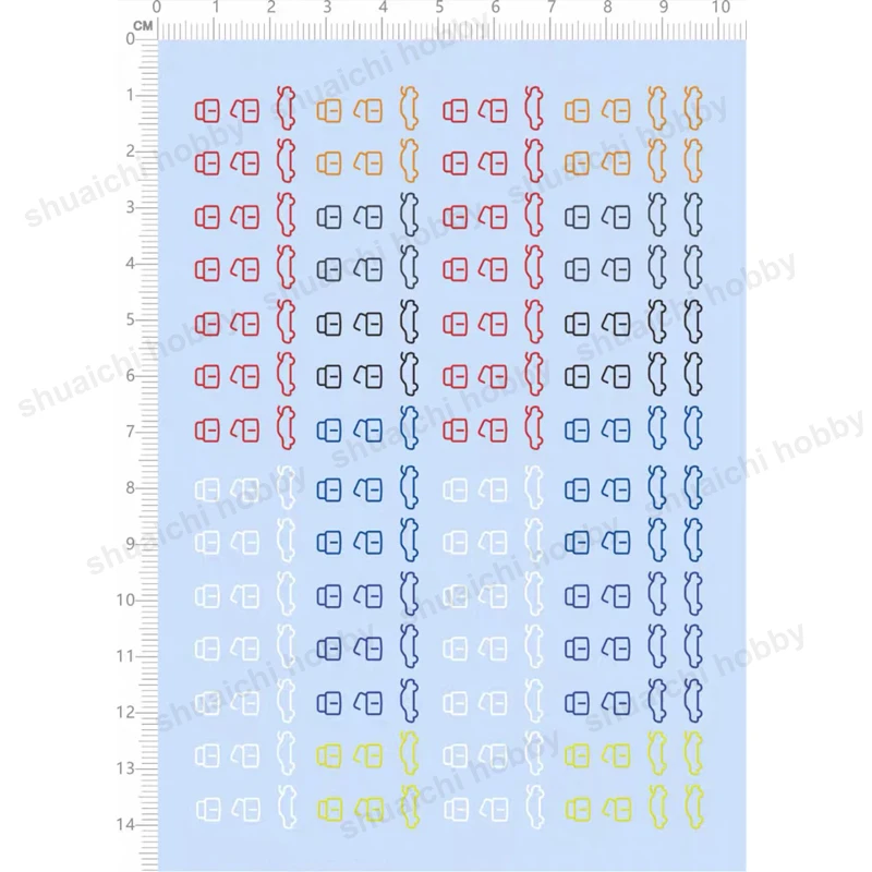 1PCS Water Slide Decal Car Key/Button Symbol Pattern Universal Waterslide Decals for Scale Car Model Interior DIY Decoration